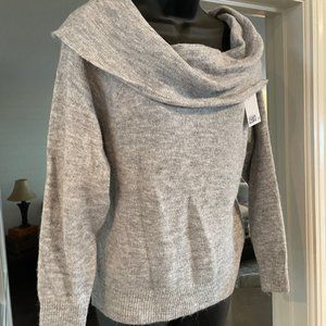 Sweater.  NWT. Long Sleeve, Cowl neck/Off shoulder Size SM